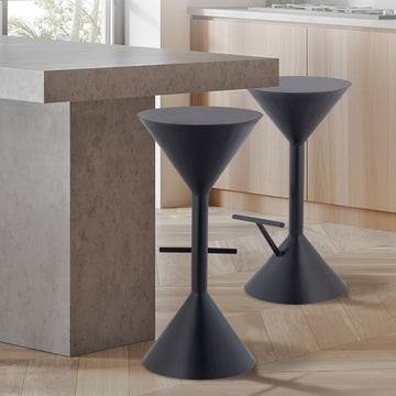 Chronos 29.75" Modern Industrial Iron Hourglass Backless Bar Stool with Foot Rest - JONATHAN Y